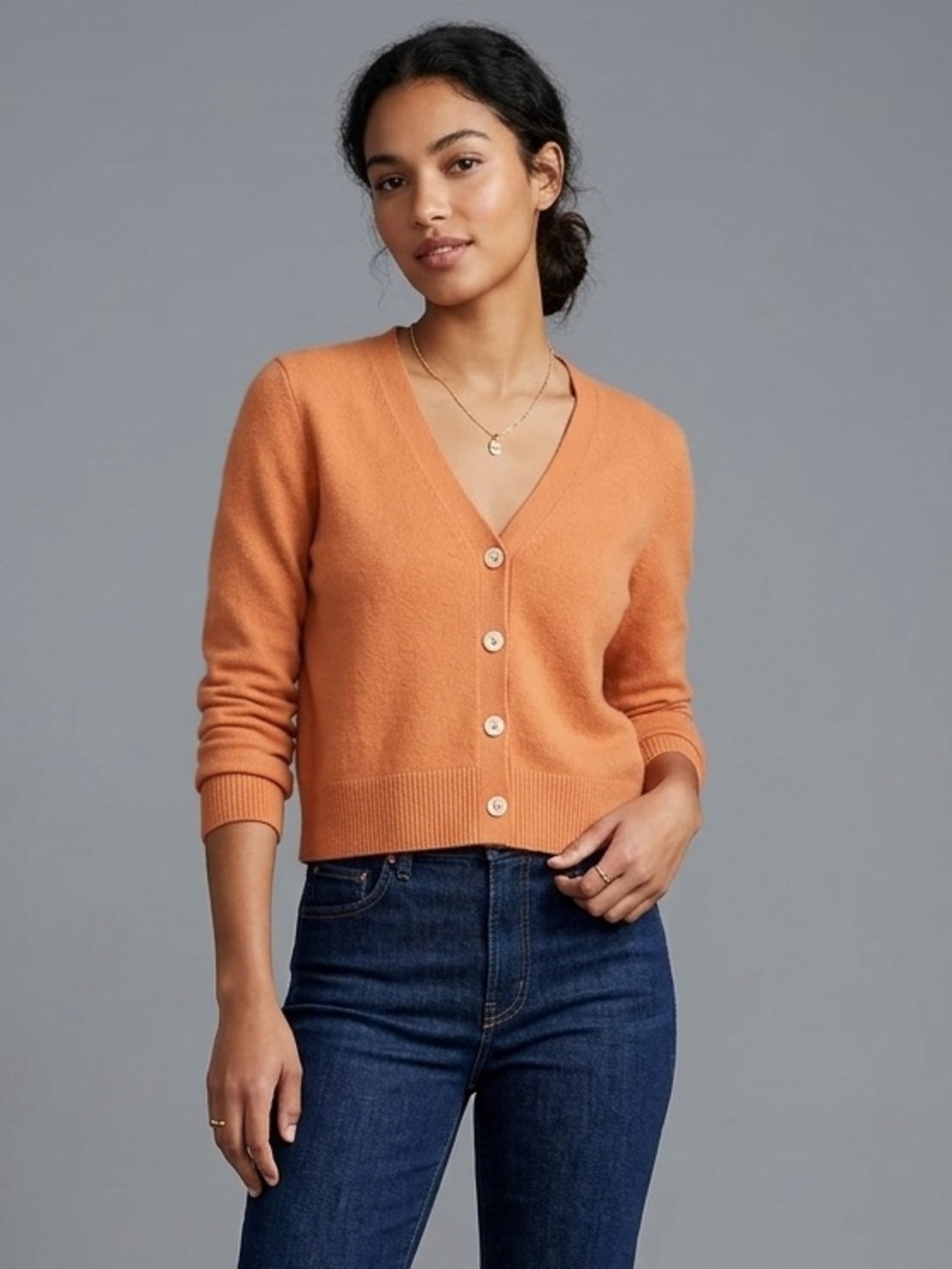 J. Crew Cashmere Terracotta Button Vneck Cardigan Sweater. Small. Vintage!